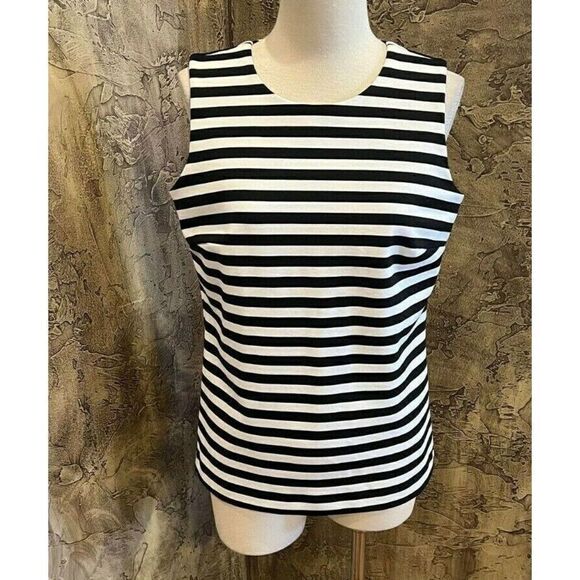 Michael Kors Sleeveless Knit Striped Shirt Size Medium - Picture 1 of 3
